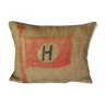 Jute Canvas cushion Red flag Majuscule H in coat of the house