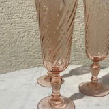 Set of 3 pink Champagne flutes Rosaline 1970