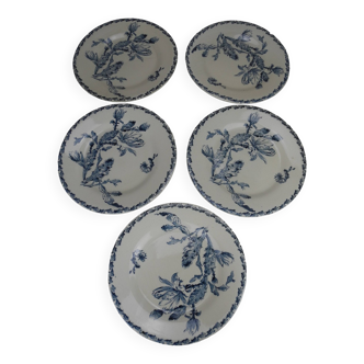 Lot 5 porcelain dessert plates gien cactus antique french dessert plates