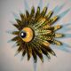 Sun wall lamp by Ferro Arte, metal and gold leaf, Spain 1970