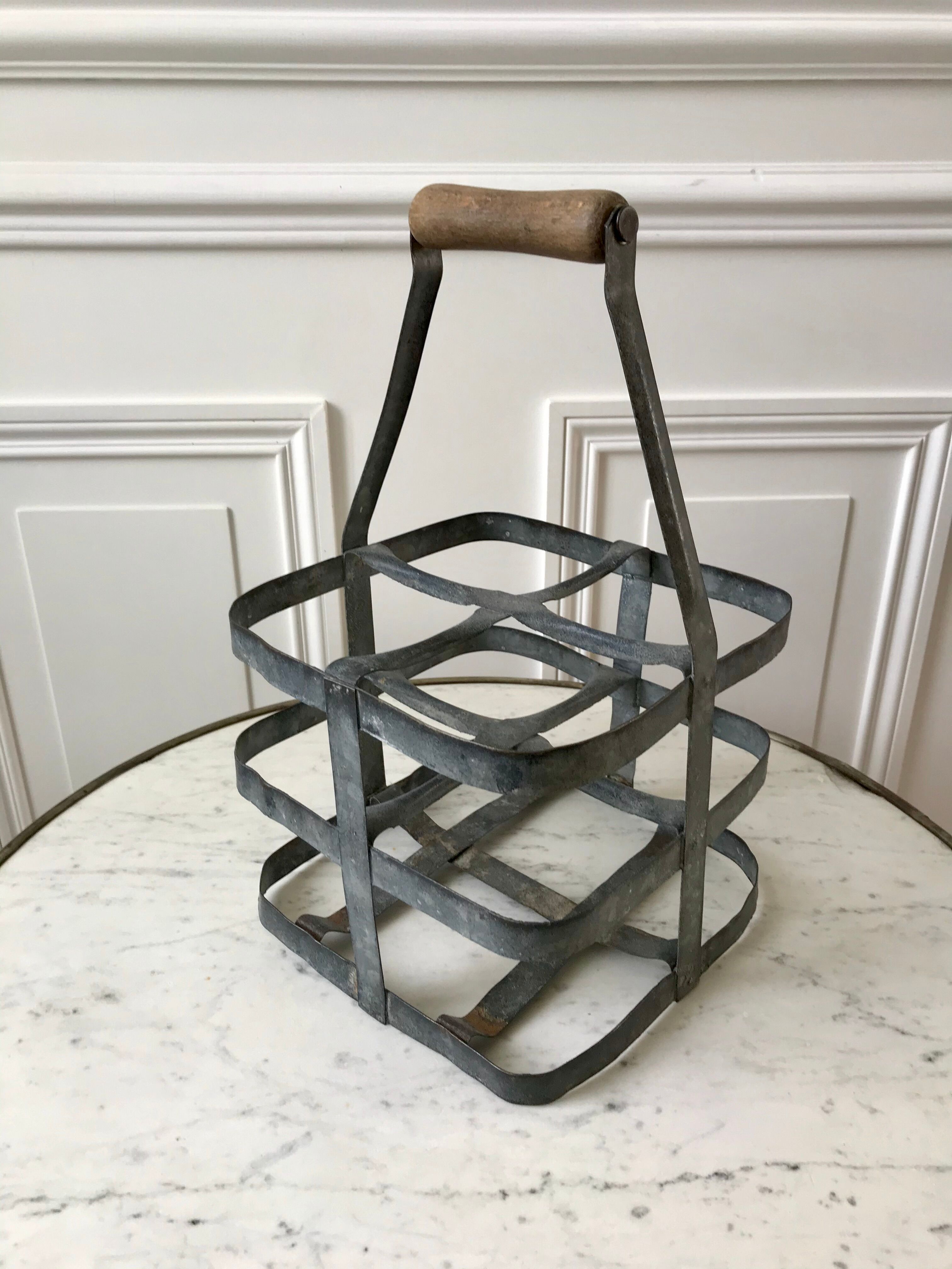 Antique zinc bottle holder