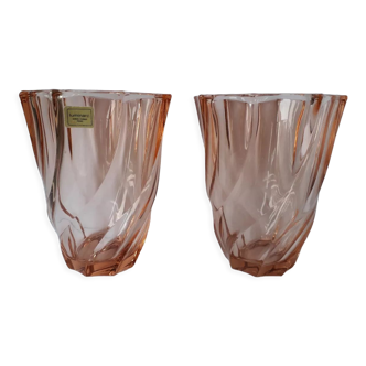Nice duo pink vases luminarc