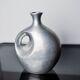 Biomorphic vase by Art3, aluminum and blue glazed ceramic, Spain, 1980