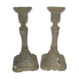 Pair of candlesticks semin worked crystal glass