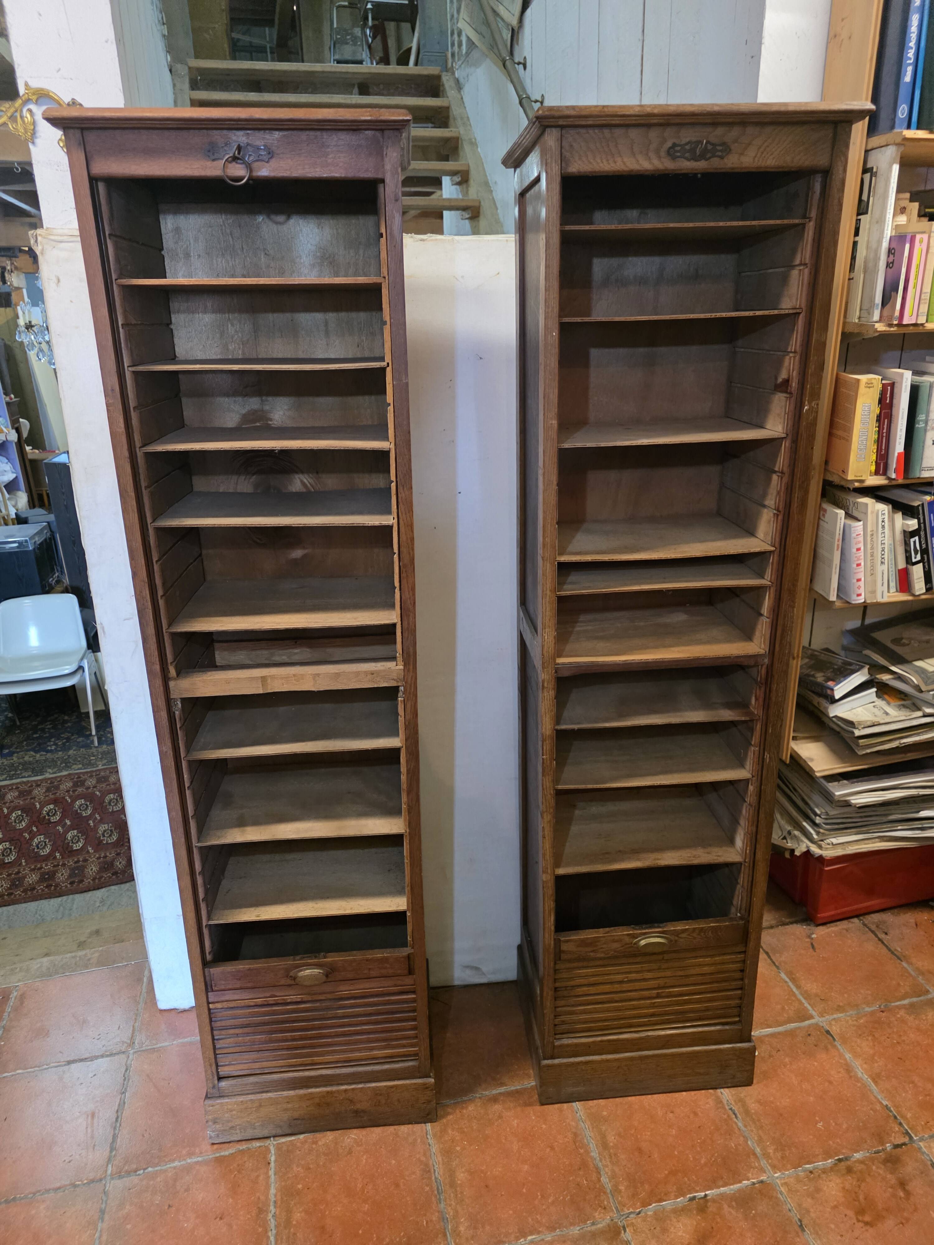 Pair of oak curtain file cabinets