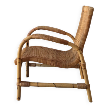 Chaise longue en bambou et rotin Arco | Allemagne | Années 1960