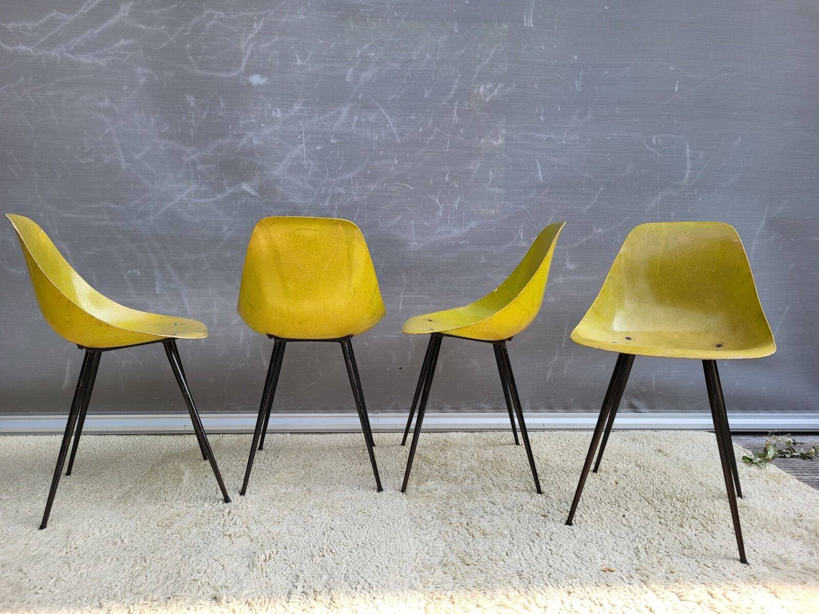 4 chaises Coccinelle René-Jean Caillette pour Steiner 1950
