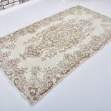 Beige And Brown Vintage Oushak Carpet sku 3578