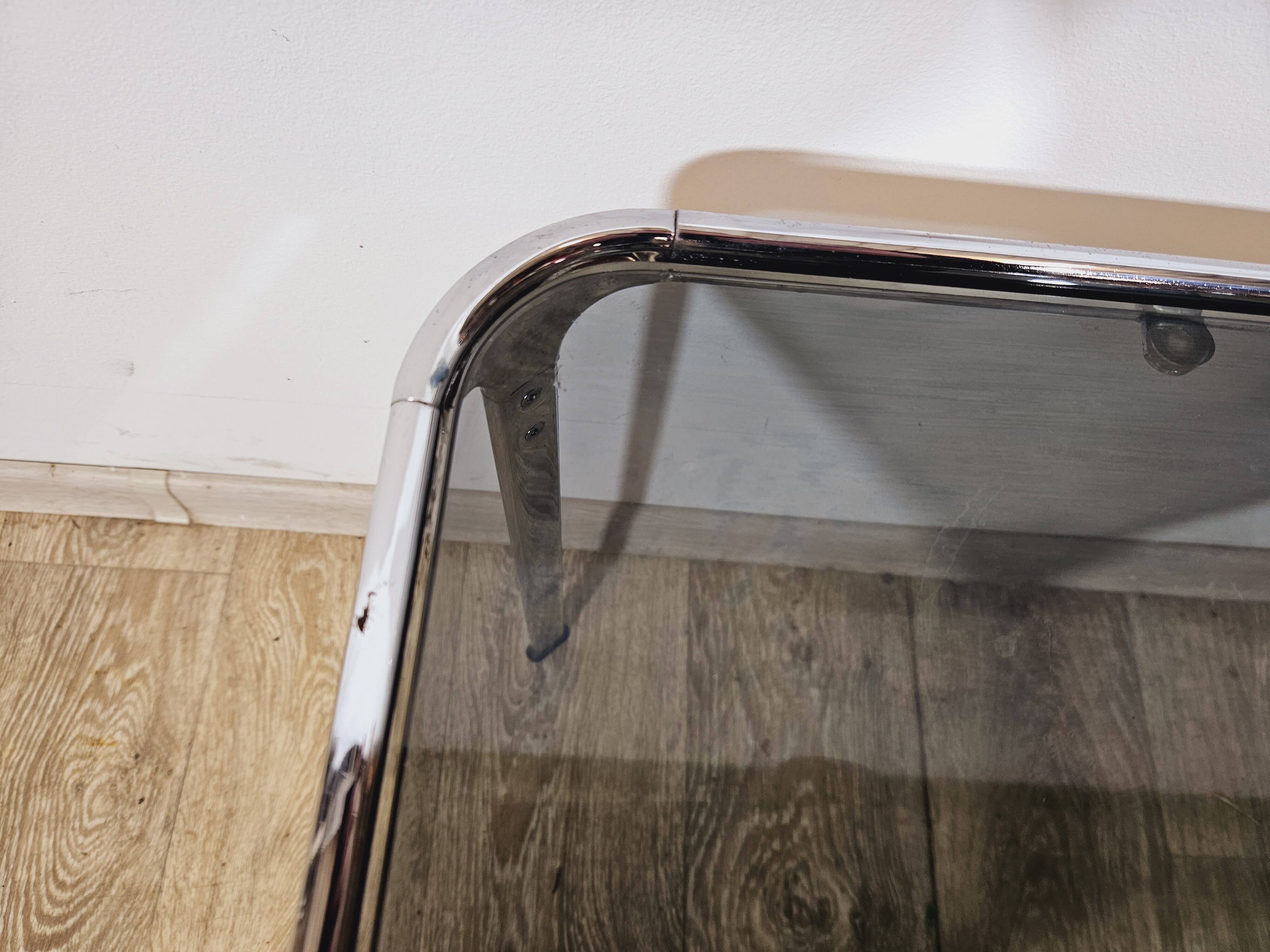 Mid-Century Modern Coffee Table – Chrome and Smoked Glass, Italy, 1970s.