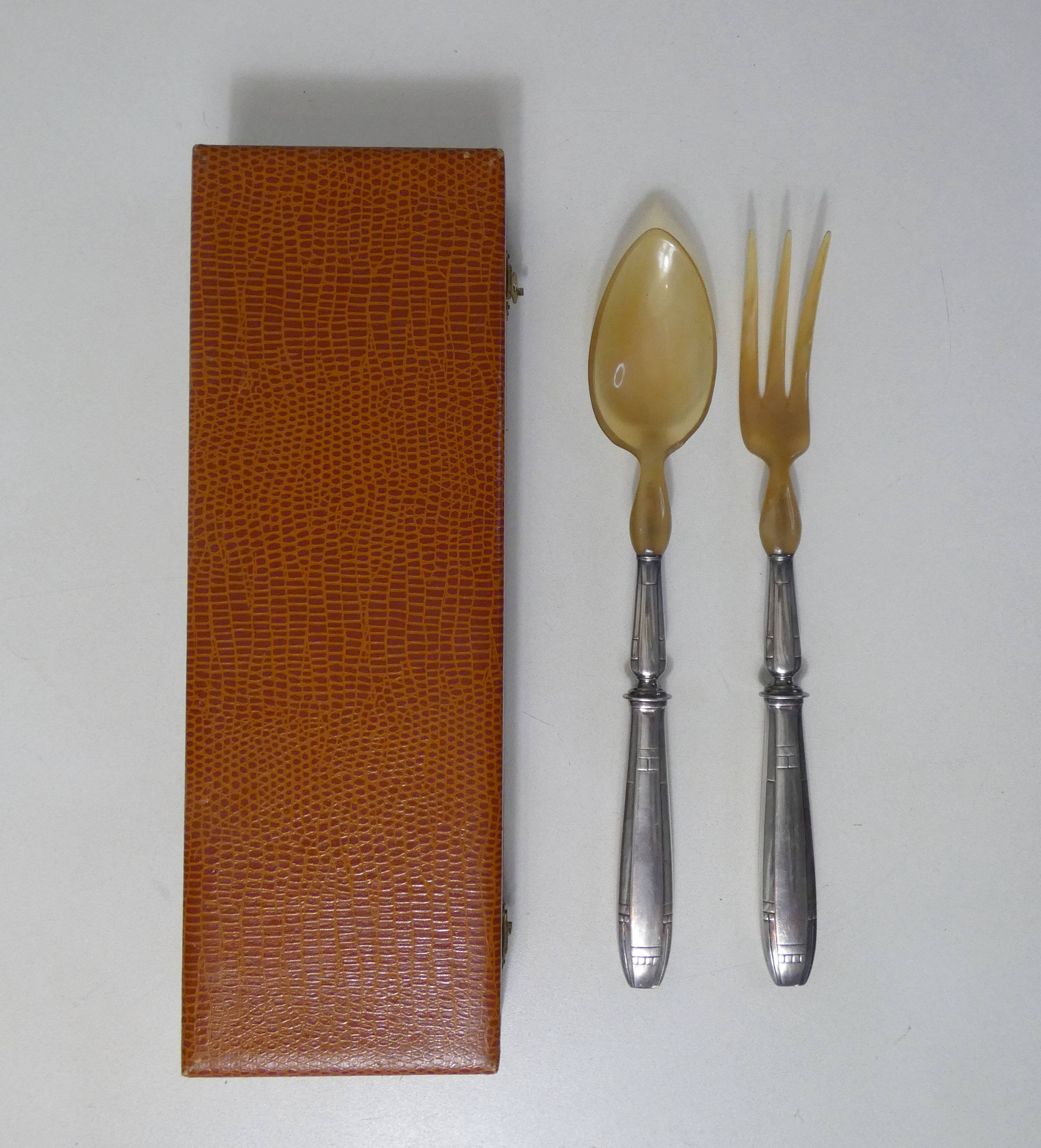 Silver metal salad cutlery 1st title + box