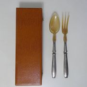 Silver metal salad cutlery 1st title + box