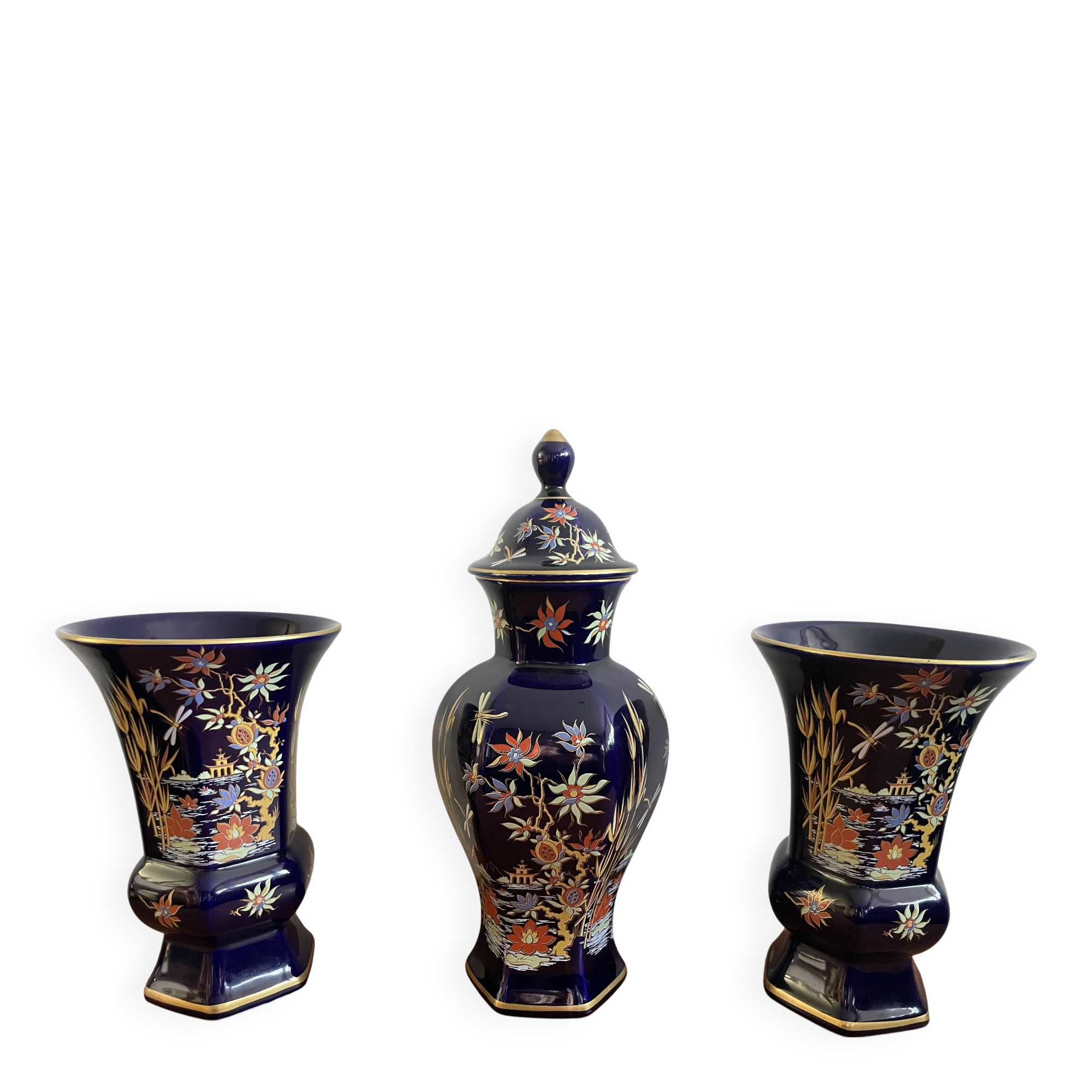 22K three piece set, Echt Cobalt Bareuter Bavaria Germany