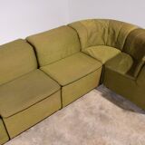 Durlet 9-piece modular sofa in luxe green de ploeg fabric 1970