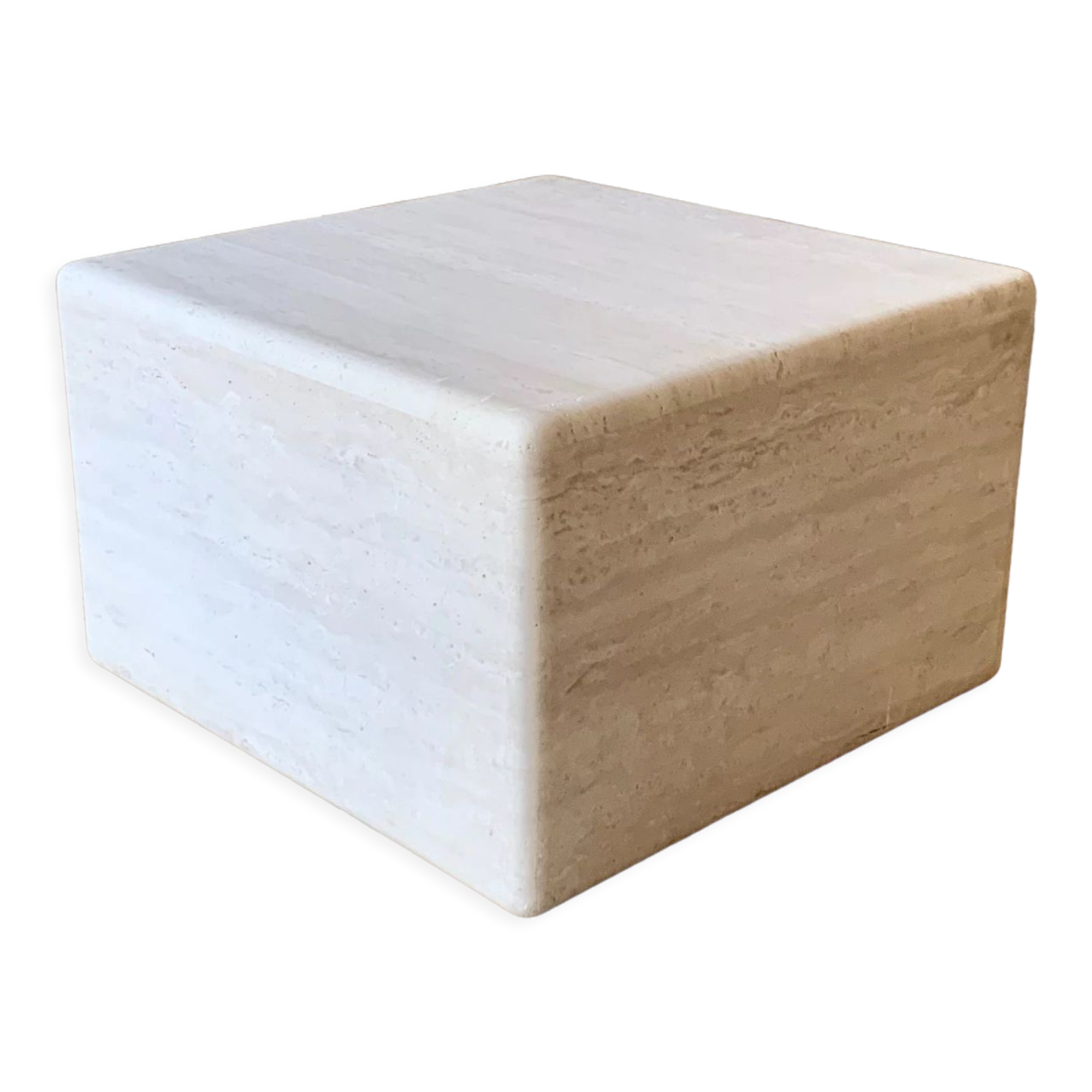 Square coffee table in softened travertine by berraldacci design collection