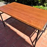 Metal and wood dining table for 6/8 people 145 cm vintage