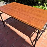 Metal and wood dining table for 6/8 people 145 cm vintage