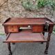 French antique watchmaker's bench – Table with drawers, vice, and original sliding leather surface – circa 1900