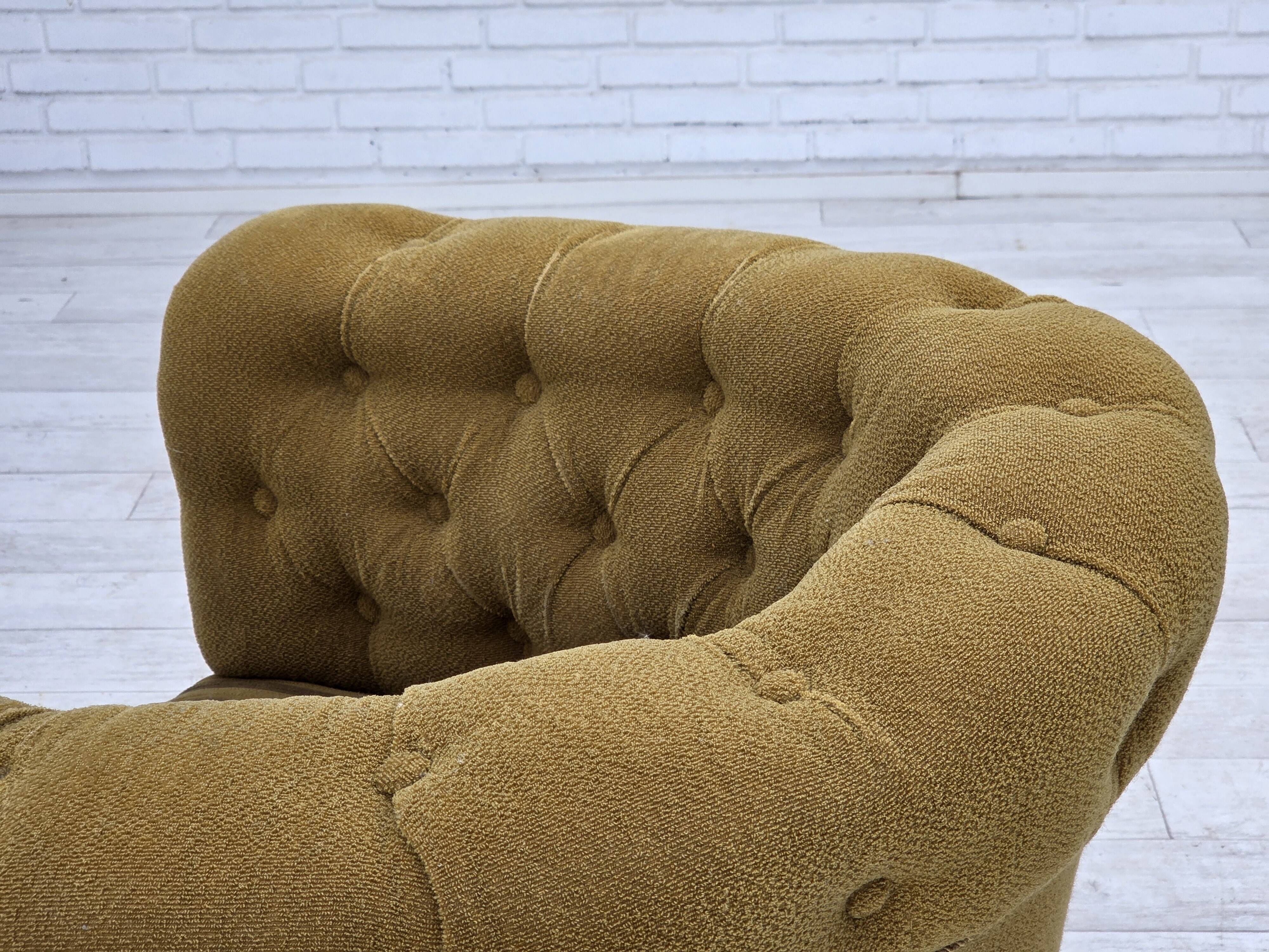 1950s, Danish relax chair, green furniture wool, ash wood.