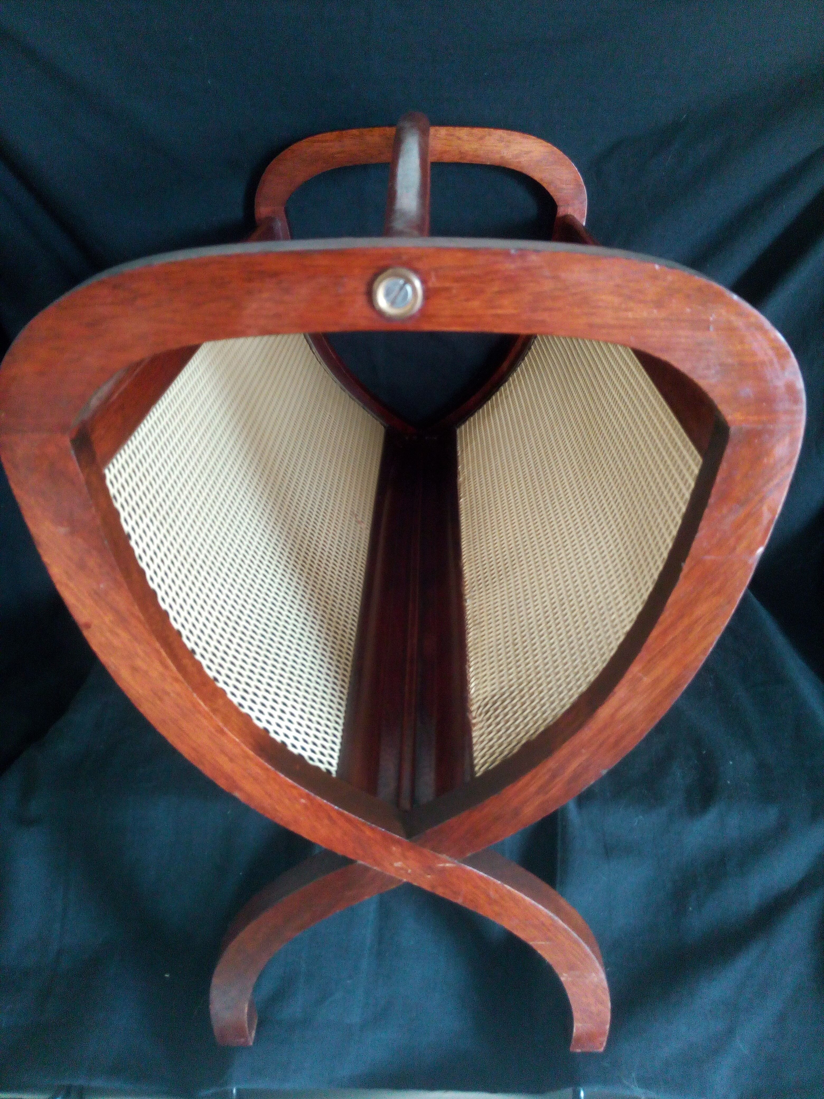 Art Deco wooden magazine door, brass interior