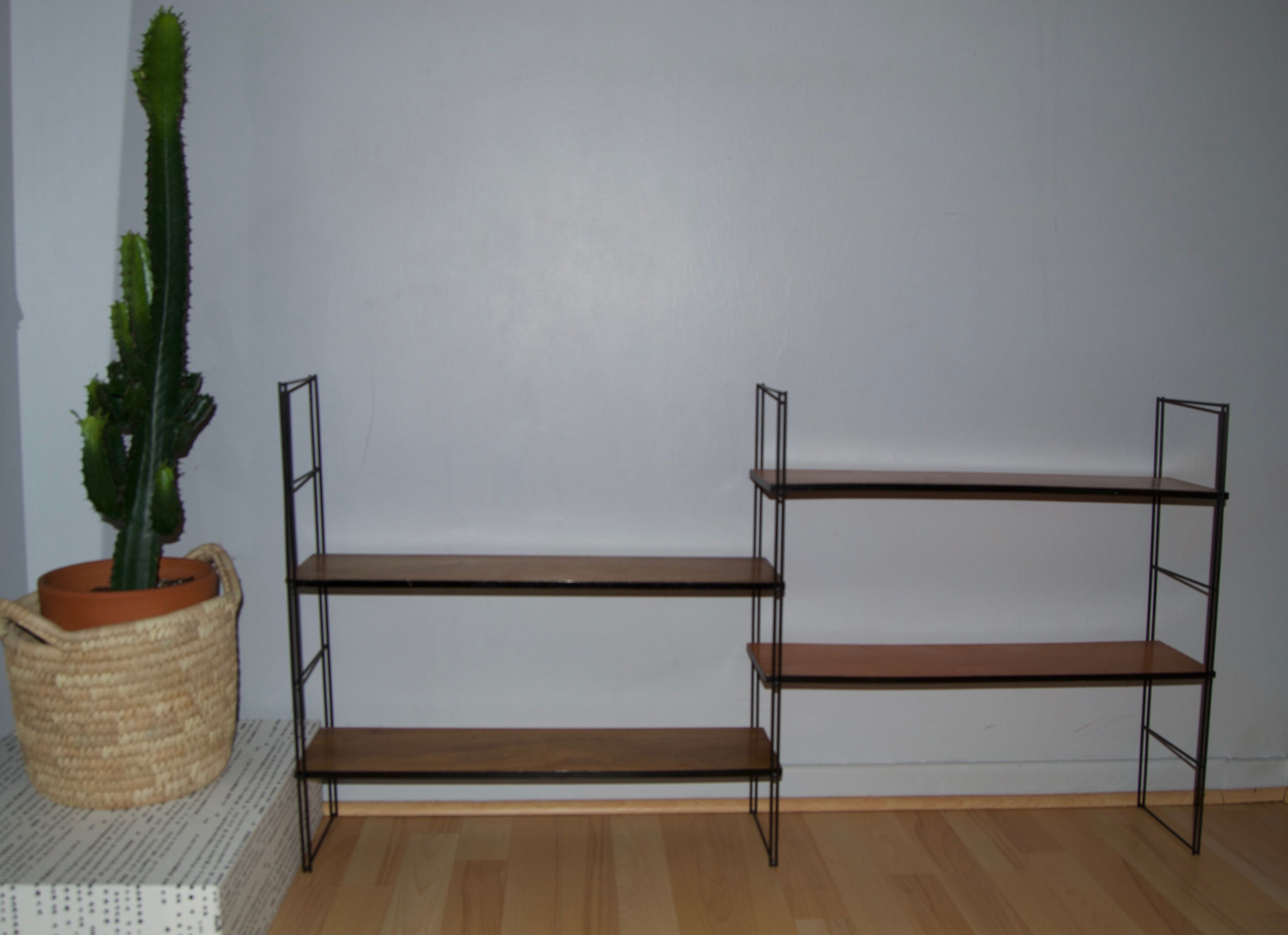 Modular metal and  wood shelves 70s