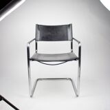 Pair of Matteo Grassi MG5 chairs in black leather and chrome