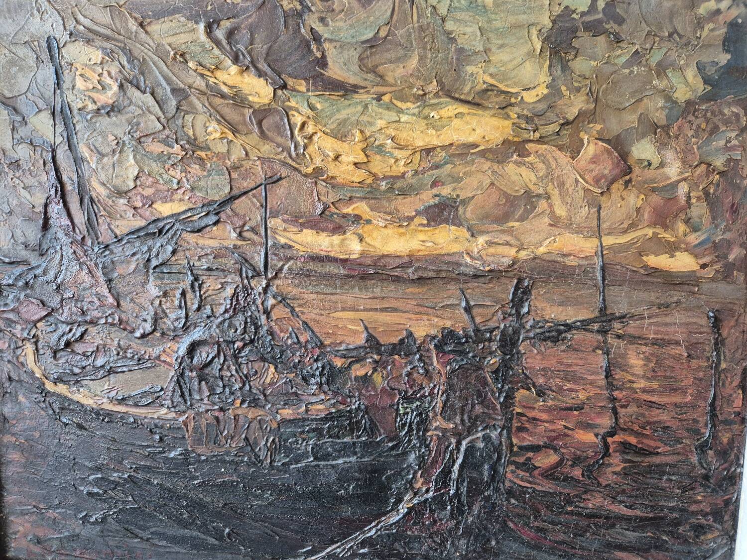 Boat at the dock by L. Bonamici