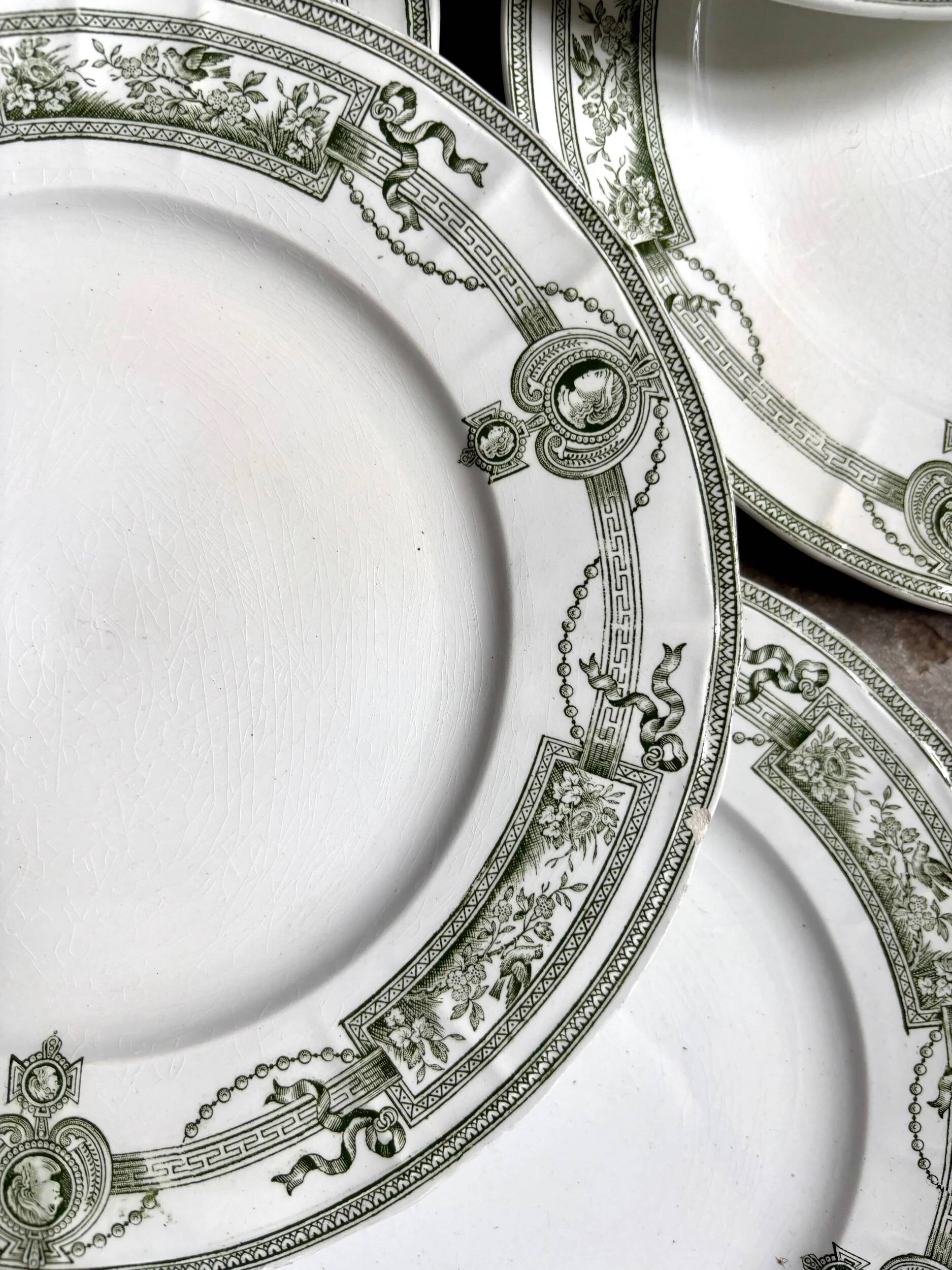 6 earthenware dessert plates from St Amand and Hamage, "Medallion" service