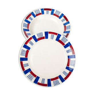 Duo of Badonviller Fenal plates. France model Mogador. French Antique