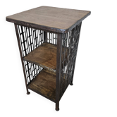 Bedside table - wrought iron and teak side table