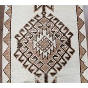 Vintage Turkish Oushak Handmade Wool Cotton White Runner Rug 84x346