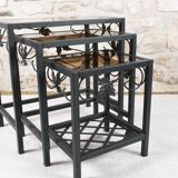 Set of 3 wrought iron nesting tables