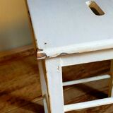 Workshop stool in vintage patinated solid wood