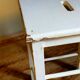 Workshop stool in vintage patinated solid wood