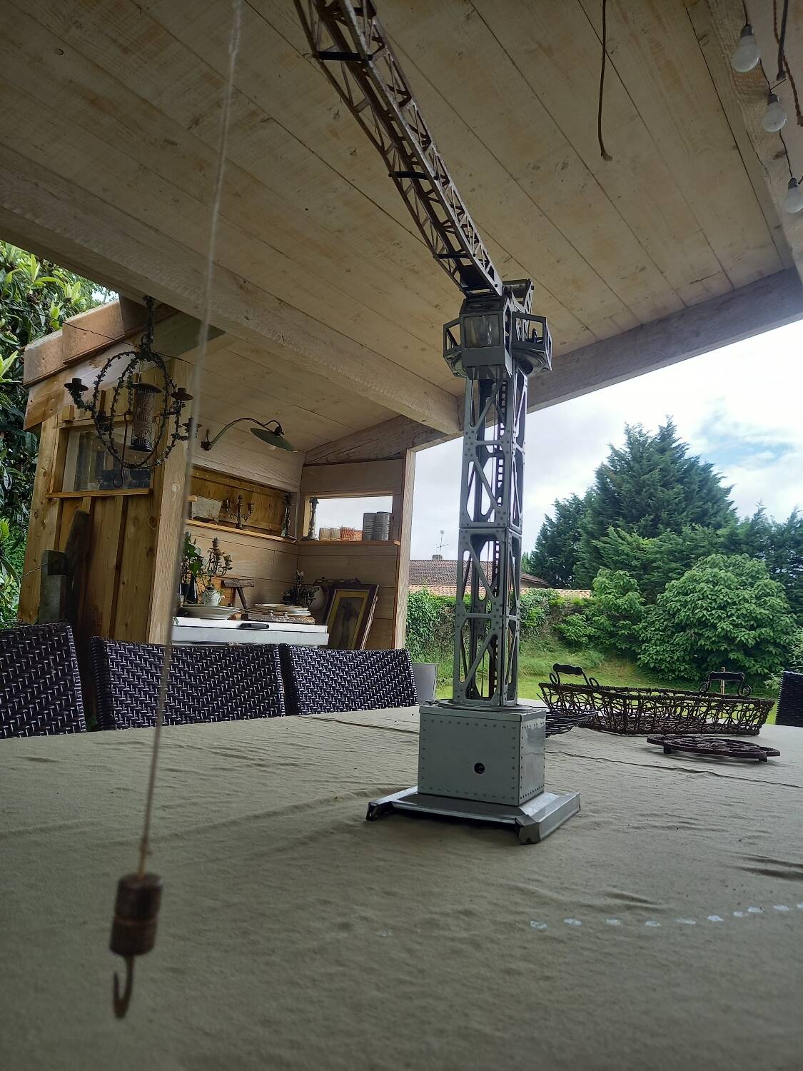 Vintage sheet metal crane