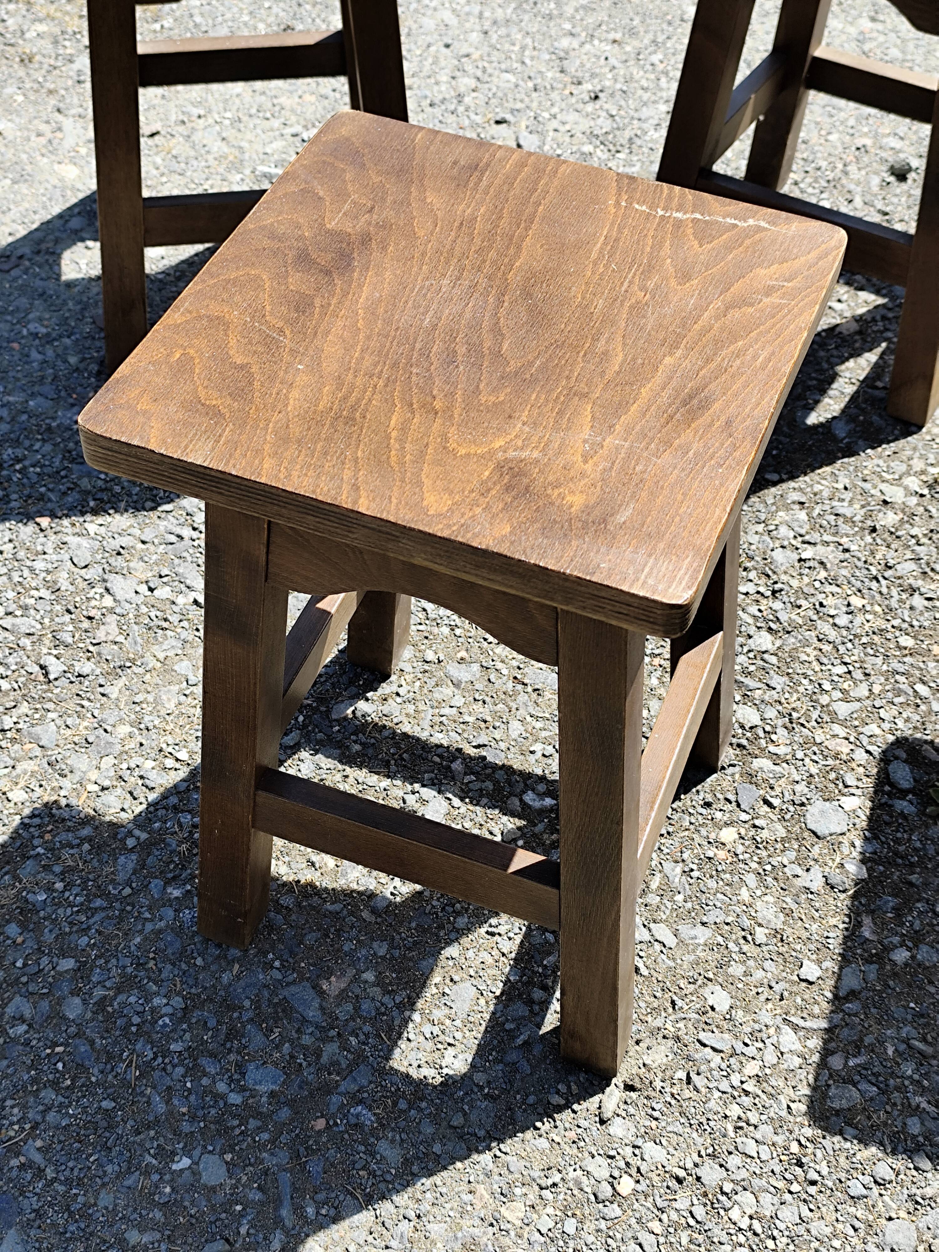 6 rustic brutalist wooden stools