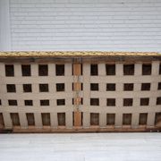 1950s, Danish 3-seater sofa, furniture velour, carved oak wood.