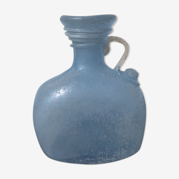 Vase verre soufflé bleu vintage