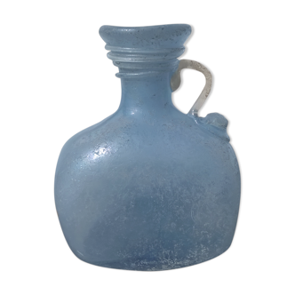 Vase verre soufflé bleu vintage
