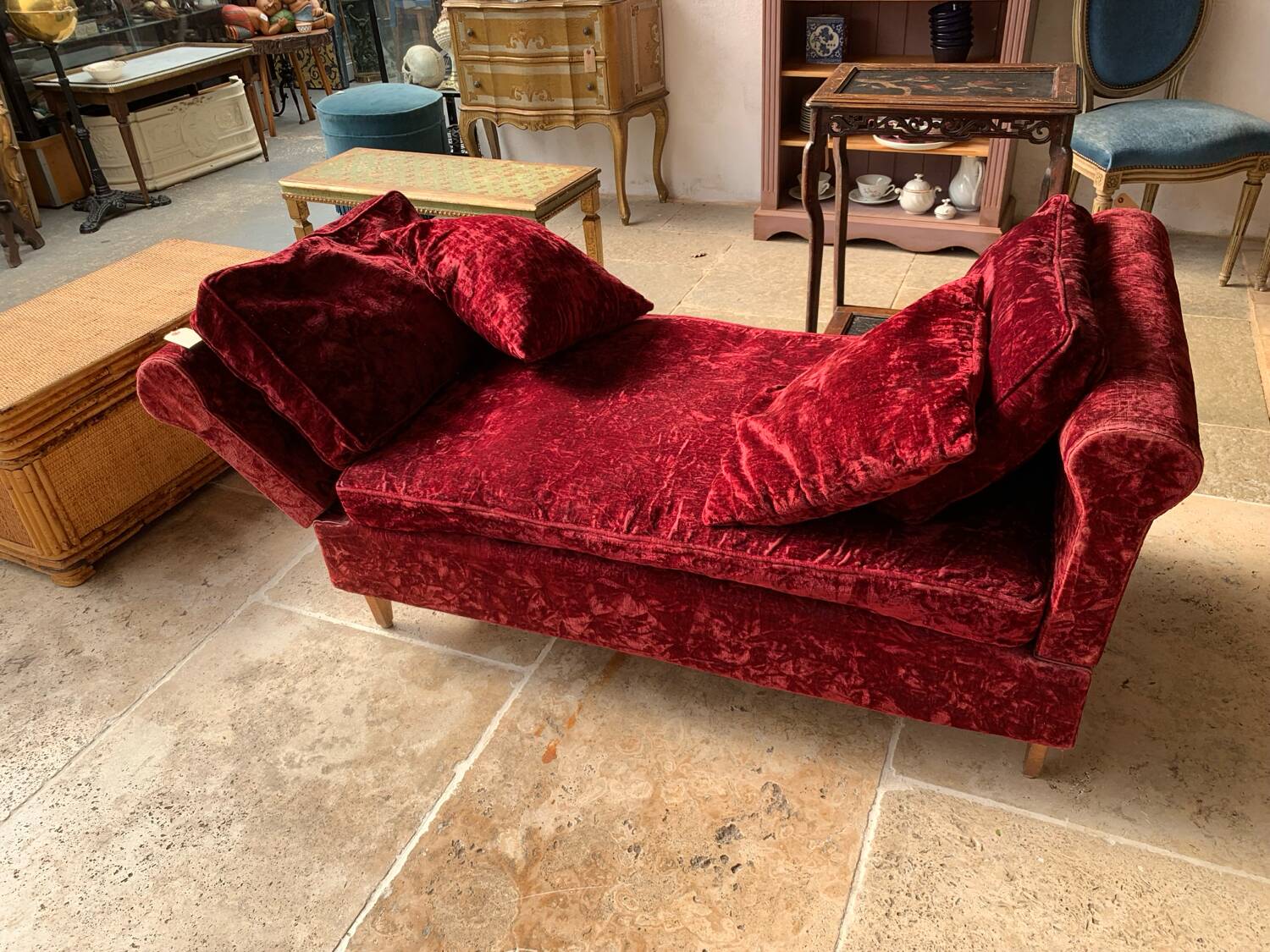 Red velvet daybed