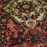 Tapis d'escalier en laine à motif floral rouille, tapis à médaillon central noué à la main 94x240