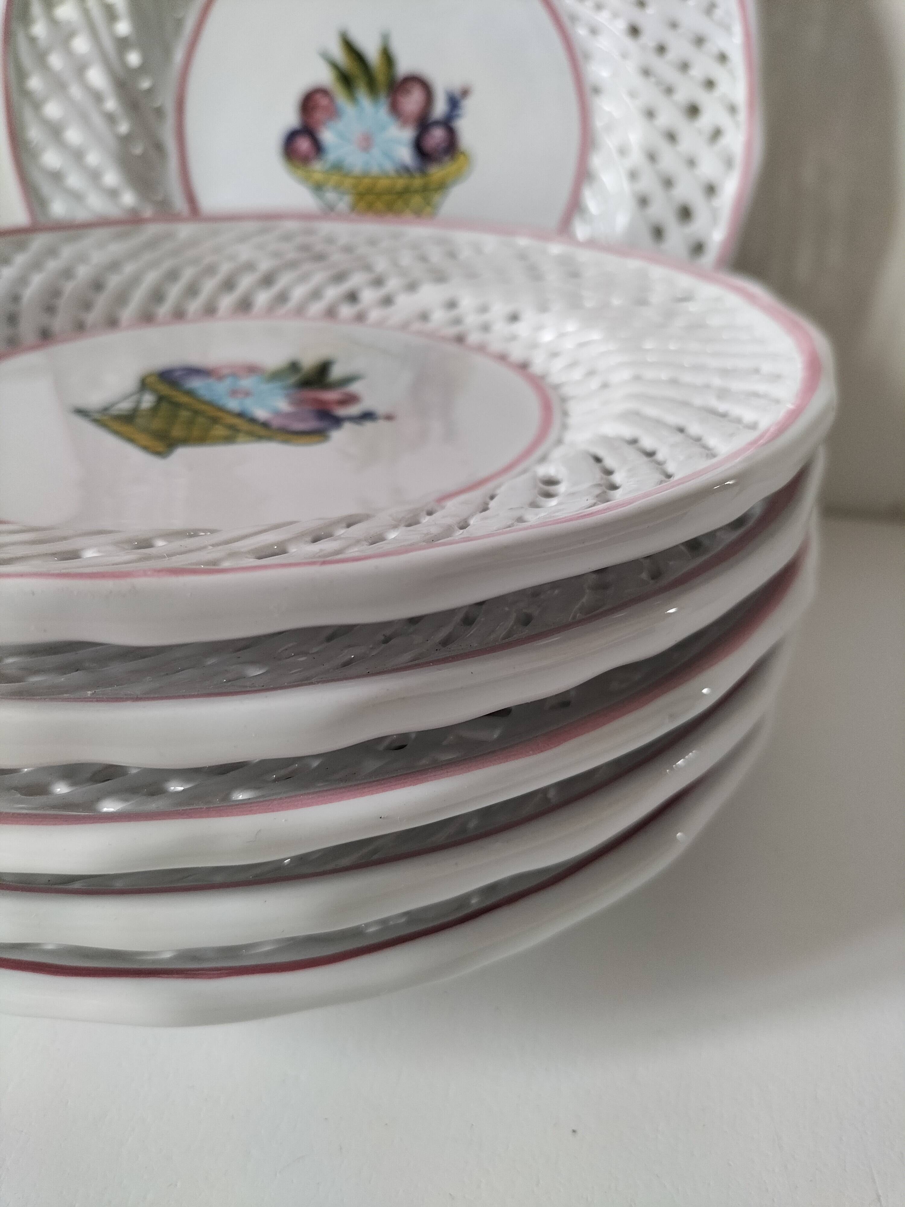 6 pierced dessert plates Portugal