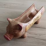 Cochon en grès, présentoir pour saucisson Vallauris