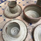 Vintage coffee and tea set in glazed stoneware from Puis potters - 15 pieces