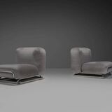 Mohair and chrome lounge chairs designed by Malchioro for IPE, Italy 1970s