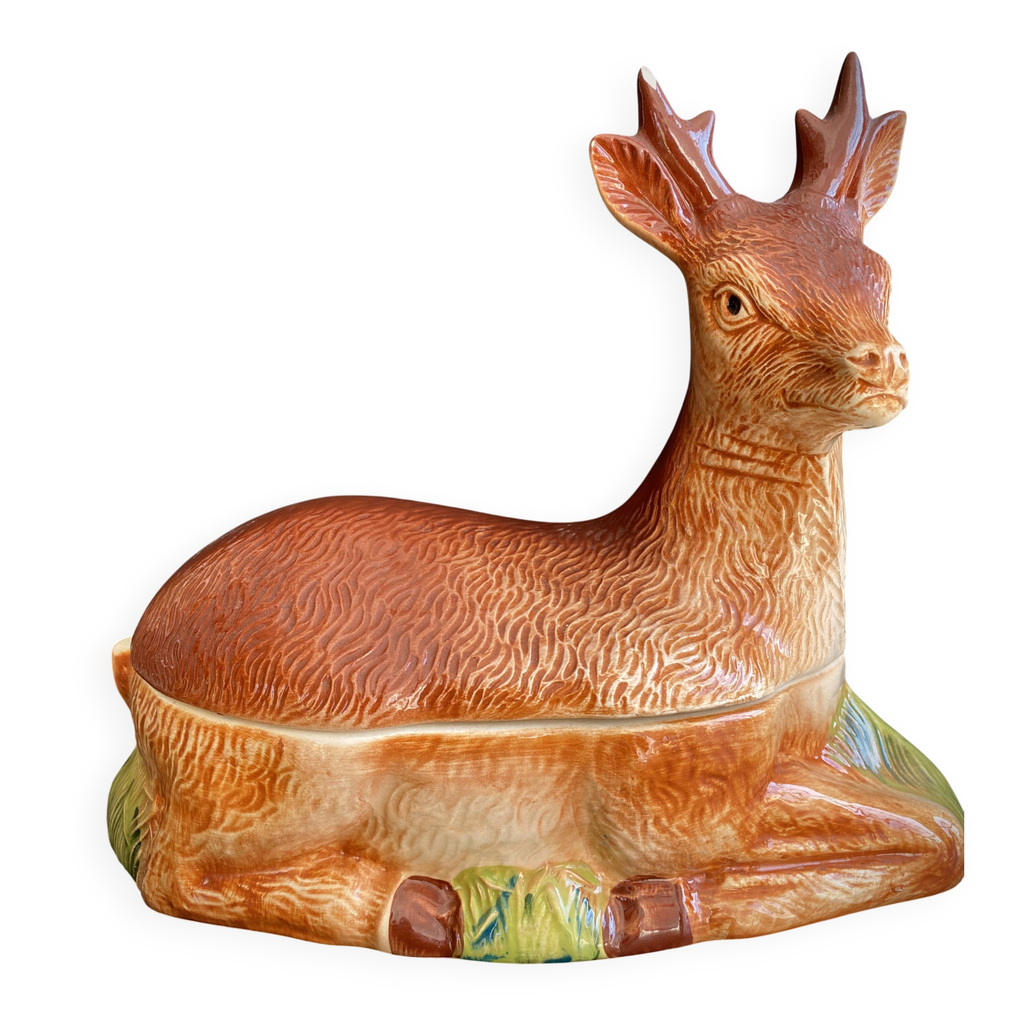 Vintage terrine in earthenware by Michel Caugant - Roe Deer / Stag shape
