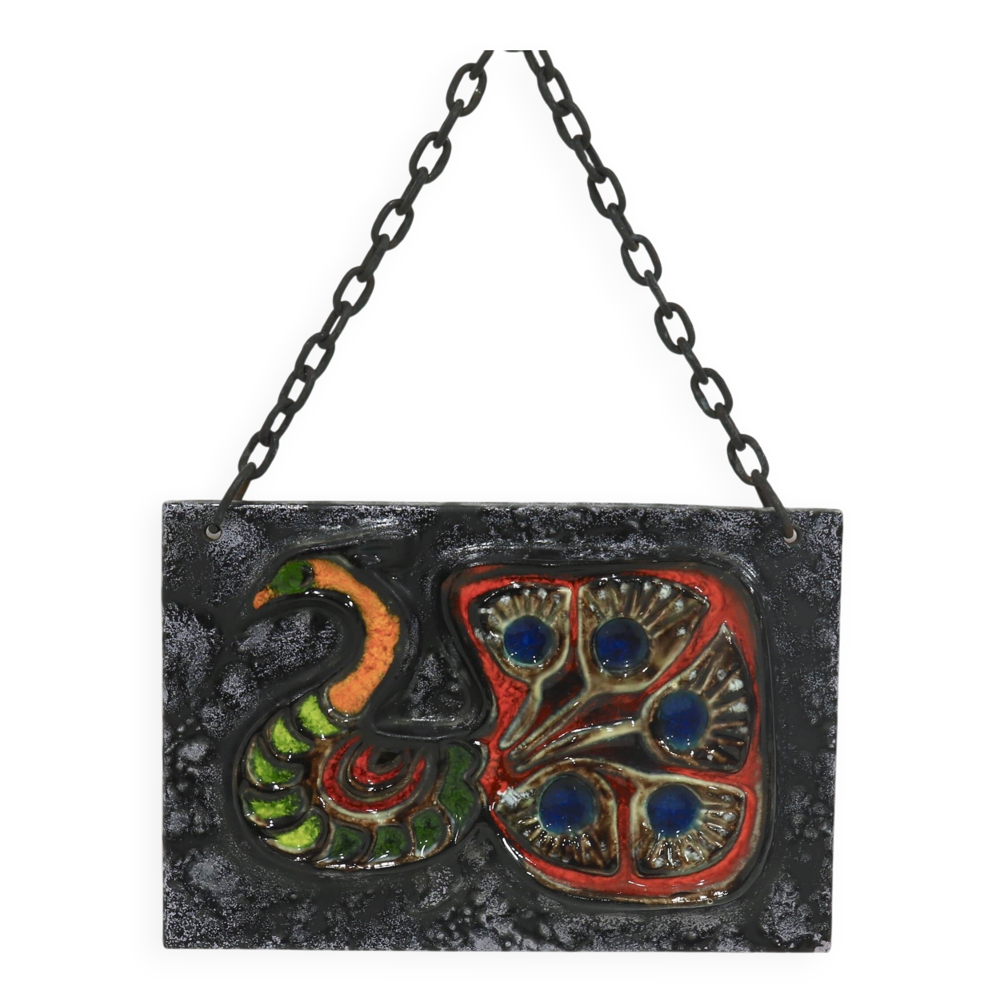 Glazed Ceramic Wall Plaque by Ruscha 1970s