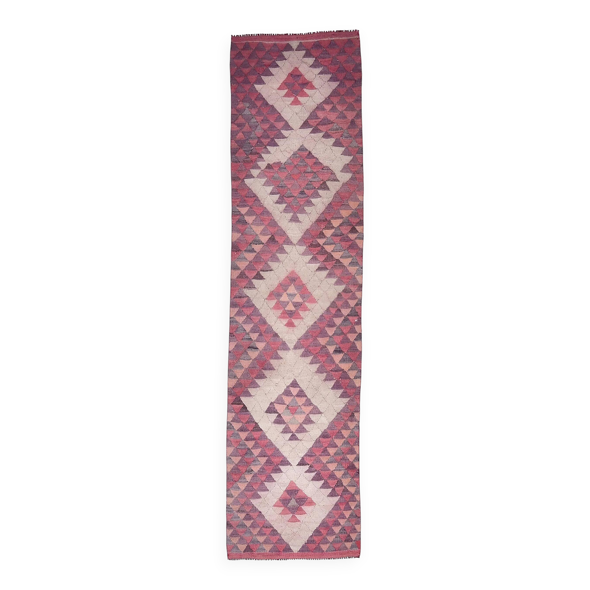 3x12 Pink Purple Kilim Runner Rug 84x347Cm