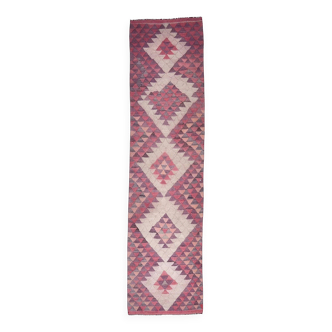 Tapis Kilim 3x12 rose violet 84x347 cm