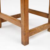 Industrial brutalist wooden stool, Belgium ca. 1920