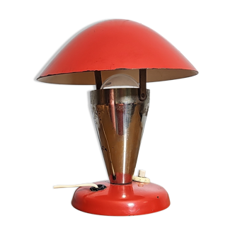 Red Bauhaus table lamp, Czechoslovakia, 1930s